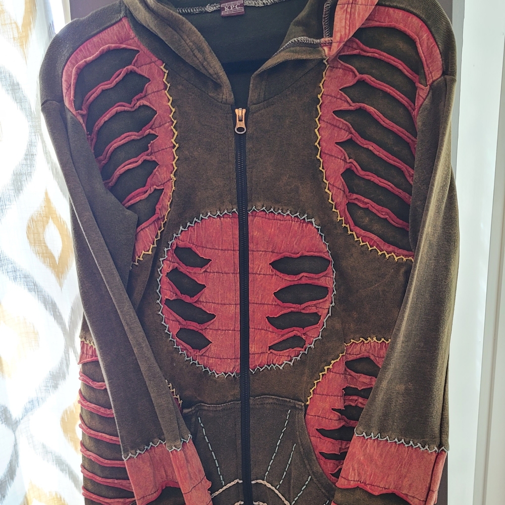 Unique Olive and Pink Hooded Jacket